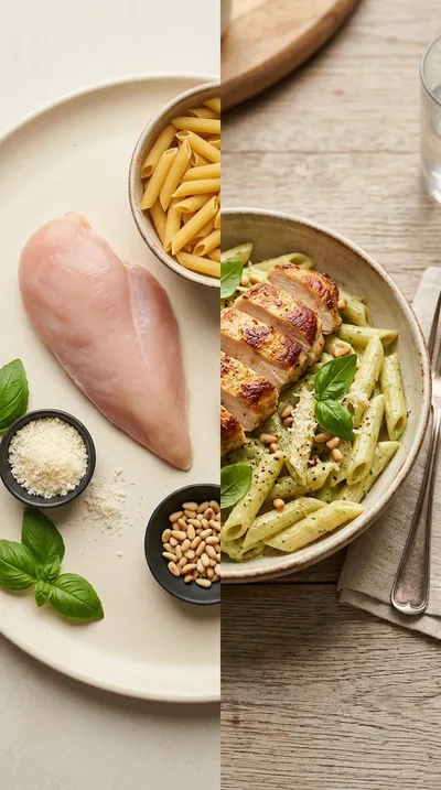Easy Creamy Pesto Pasta - ready to serve