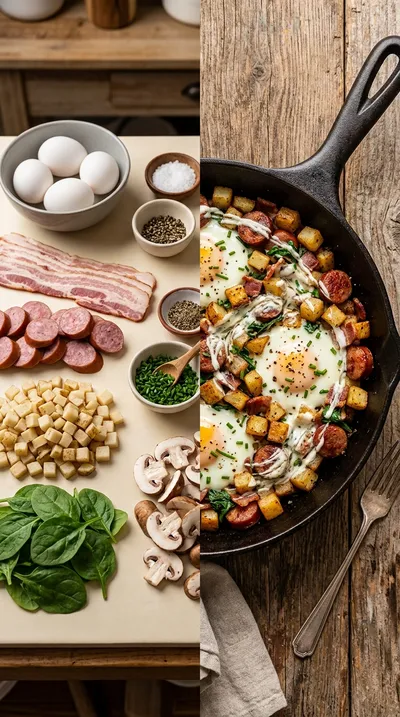 Breakfast Skillet with Cream Cheese Swirl - ready to serve