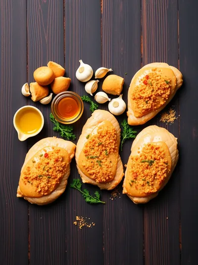 Double Crunch Honey Garlic Chicken Breasts - ingredients preparation