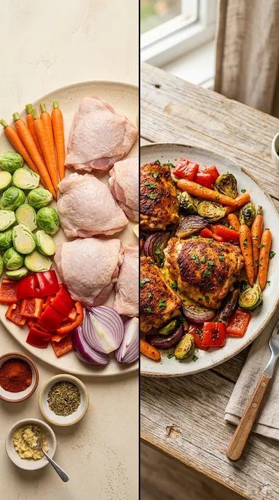 Easy Sheet Pan Chicken and Vegetables - ready to serve