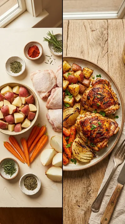 Easy Sheet Pan Chicken and Vegetables - ready to serve