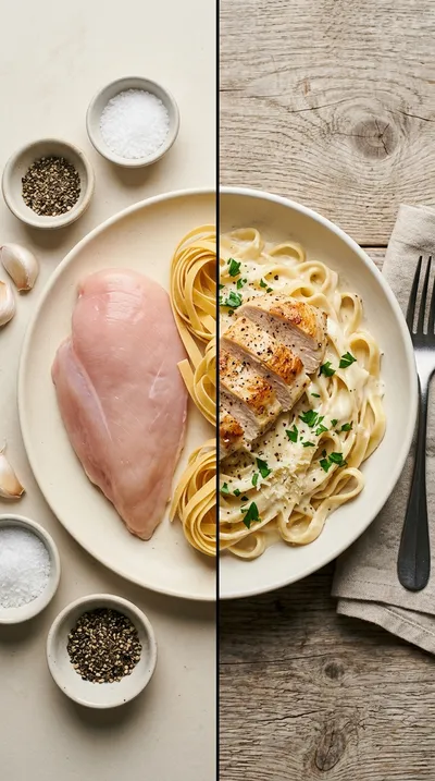 Creamy Chicken Alfredo Pasta - ready to serve