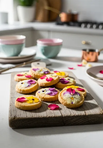 Edible Flower‑Pressed Shortbread Cookies