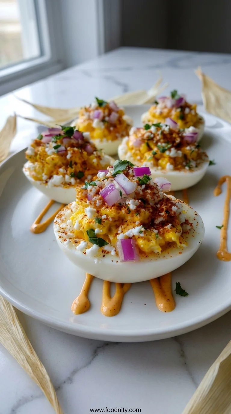Elote Deviled Eggs with Chipotle Mayo - feature image
