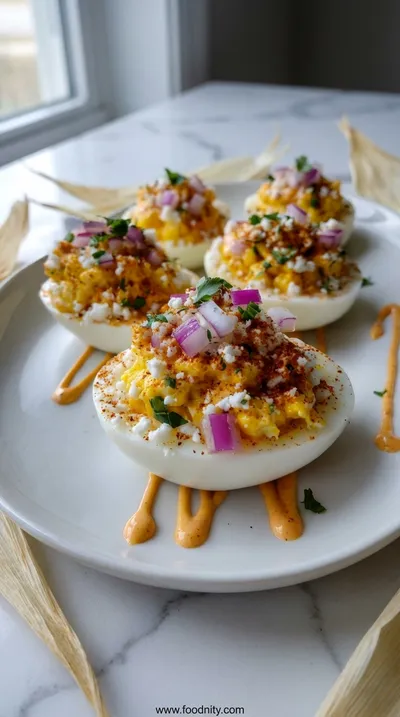 Elote Deviled Eggs with Chipotle Mayo