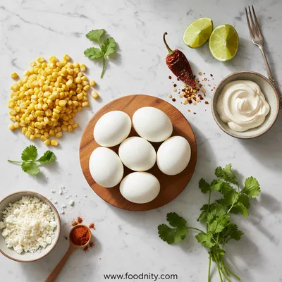 Elote Deviled Eggs with Chipotle Mayo - cooking process