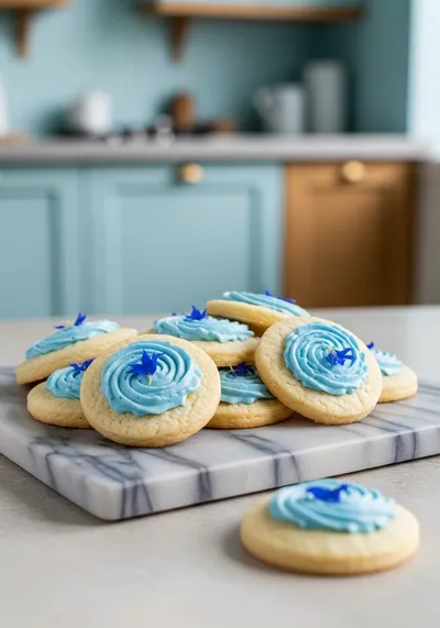 French Blue Floral Buttercream Cookies