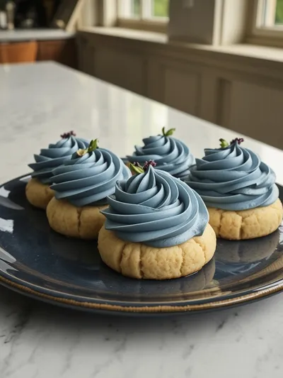 French Blue Floral Buttercream Cookies - cooking process
