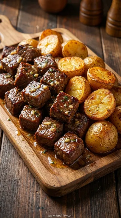 Garlic Butter Beef Bites With Crispy Potatoes
