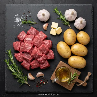 Garlic Butter Beef Bites With Crispy Potatoes - cooking process