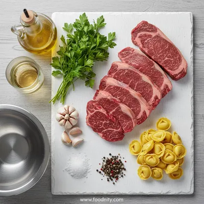 Garlic Steak Tortellini - cooking process