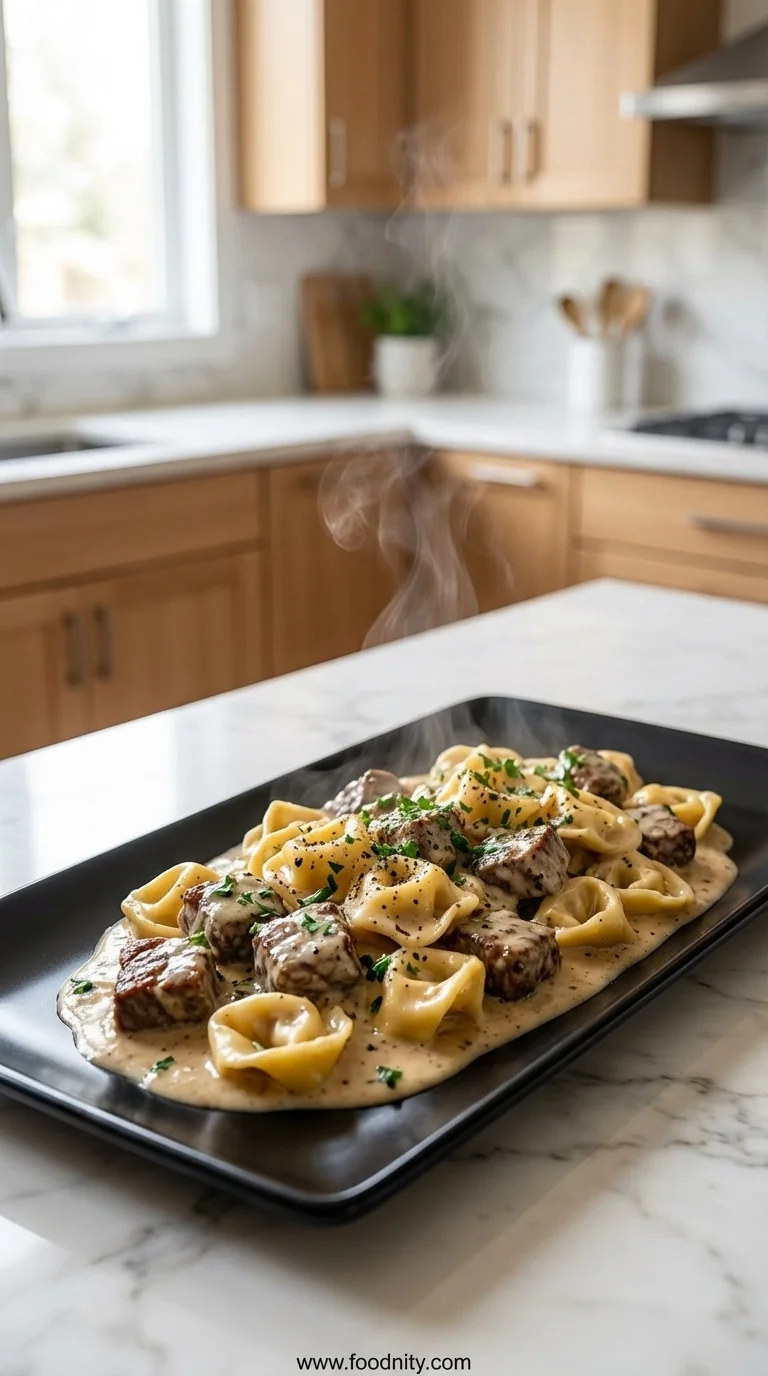 Garlic Steak Tortellini - feature image