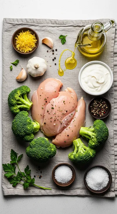 Grilled Chicken Broccoli Bowls with Creamy Garlic Sauce - cooking process
