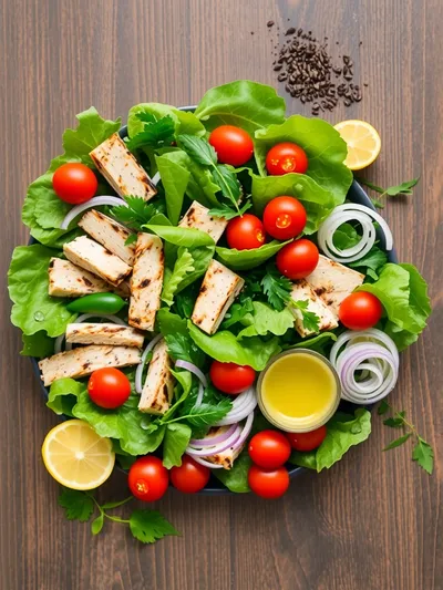 Grilled Chicken Salad with Sweet Onion Dressing - ingredients preparation