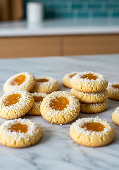 Hawaiian Pineapple Coconut Thumbprint Cookies