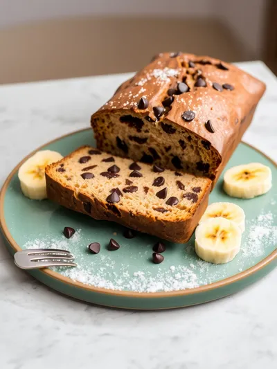 Healthier Chocolate Chip Banana Bread - ready to serve