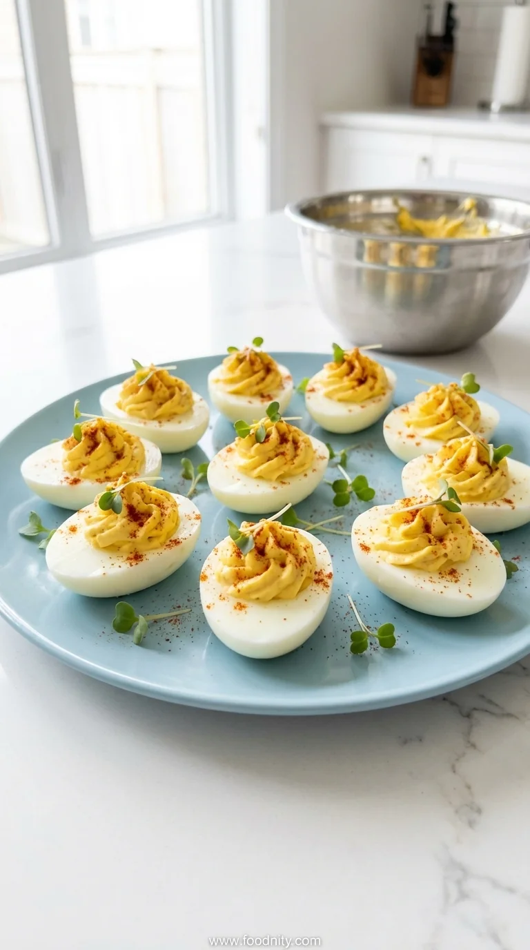 Healthy Deviled Eggs with Cream Cheese - feature image