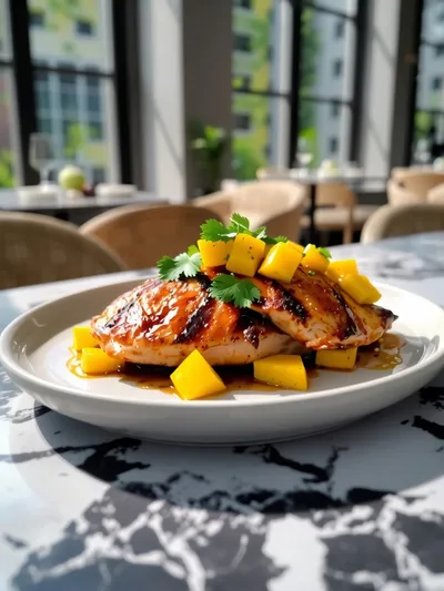Healthy Honey Lime Chicken With Mango Salsa - ready to serve