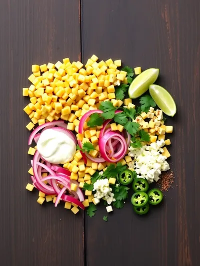 Healthy Street Corn Salad with Greek Yogurt - ingredients preparation
