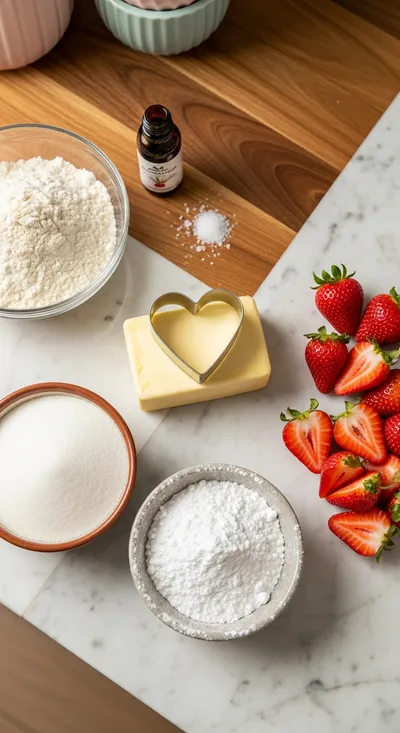 Heart-Shaped Strawberry Shortbread Cookies - cooking process