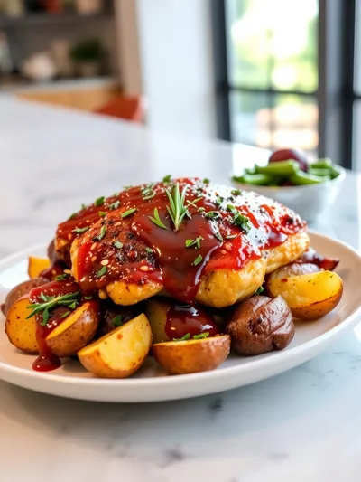 Honey BBQ Chicken with Potatoes – Easy Healthy Dinner - cooking process