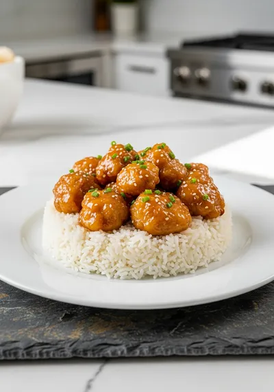 Honey Garlic Chicken Bites With Rice