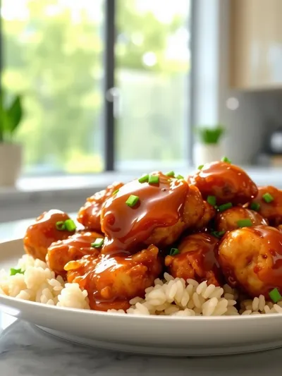 Simple Honey Garlic Chicken Bites With Rice