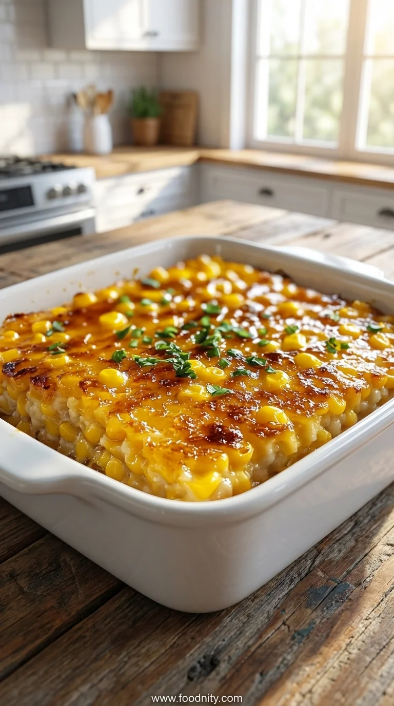 Honey-Glazed Corn Casserole - Sweet Comfort Side - feature image