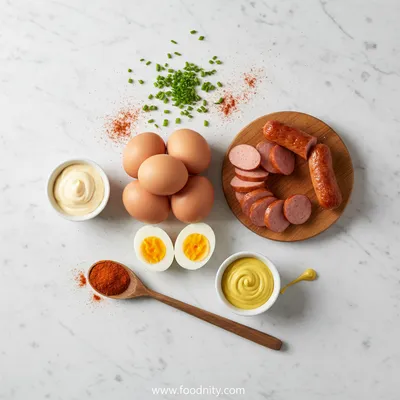 Hot Dog Deviled Eggs - cooking process