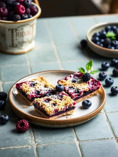 Huckleberry Crumb Bars - ready to serve
