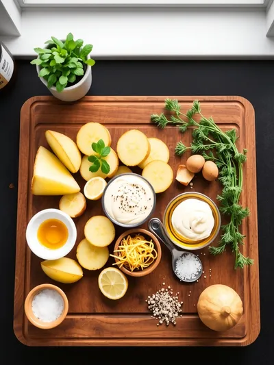 Kartoffelspalten mit Gurkendip - ingredients preparation