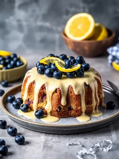 Lemon Blueberry Cake - ready to serve