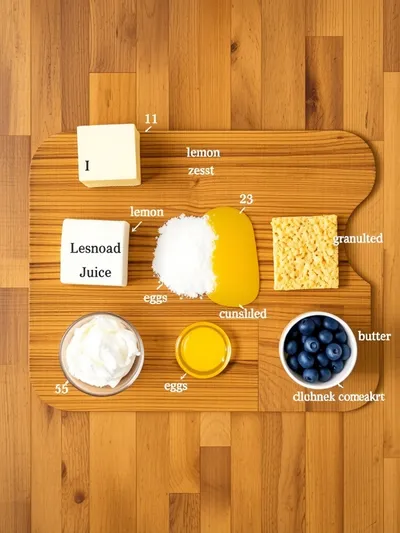 Lemon Blueberry Cheesecake Cake Recipe - ingredients preparation