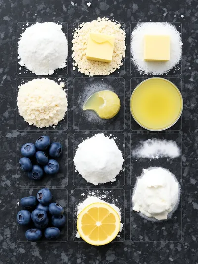 Easy Lemon Blueberry Sheet Cake - ingredients preparation