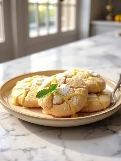 Lemon Crinkle Cookies - ready to serve