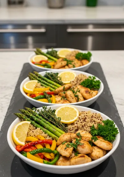 Lemon Garlic Chicken Meal Prep Bowls