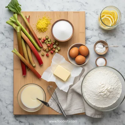 Lemon Rhubarb Loaf with Glaze - cooking process