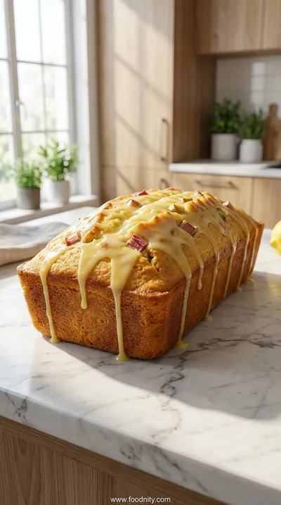 Lemon Rhubarb Loaf with Glaze