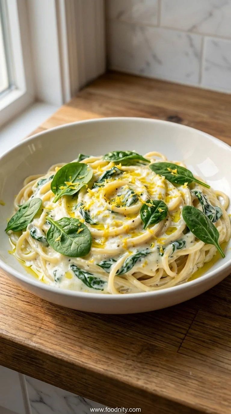 Easy Lemon Ricotta Pasta with Spinach - feature image