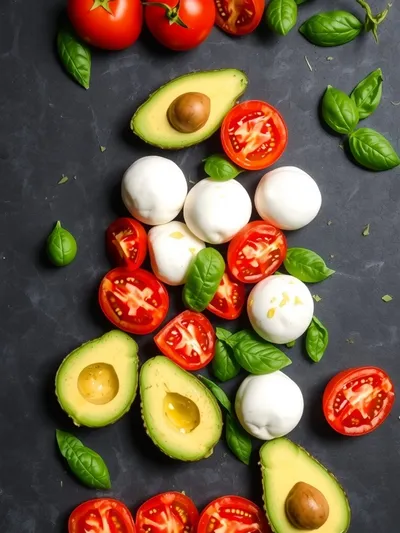 Light Avocado Caprese Salad - ingredients preparation