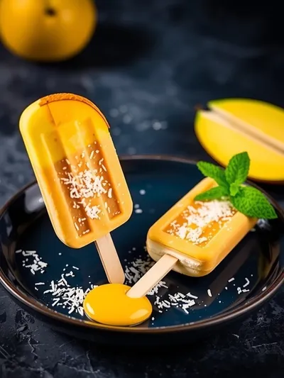 Mango Magnum Popsicles With Coconut - ready to serve