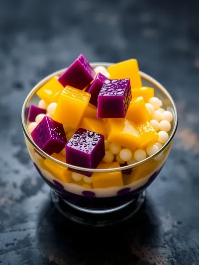 Mango Sago and Purple Sweet Potato Sago