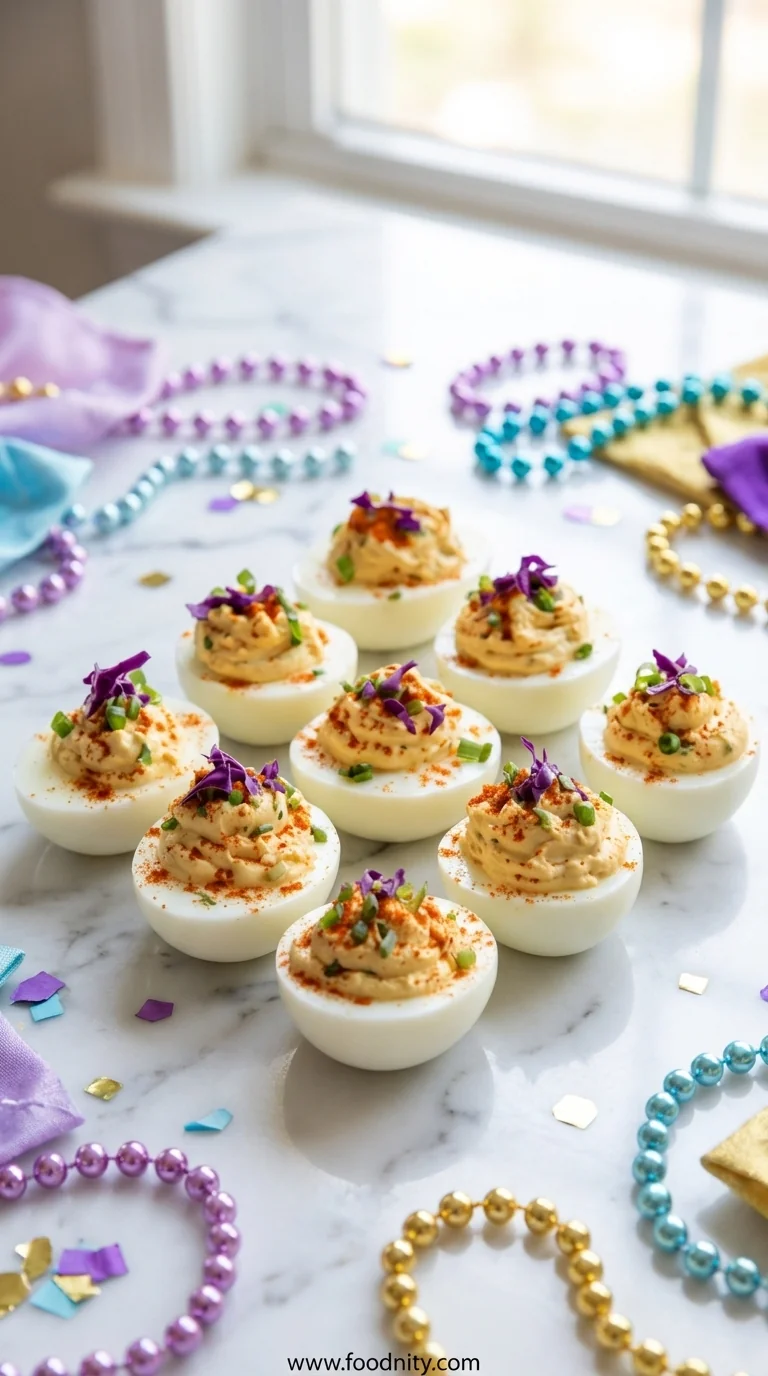 Mardi Gras Deviled Eggs – Quick & Easy - feature image