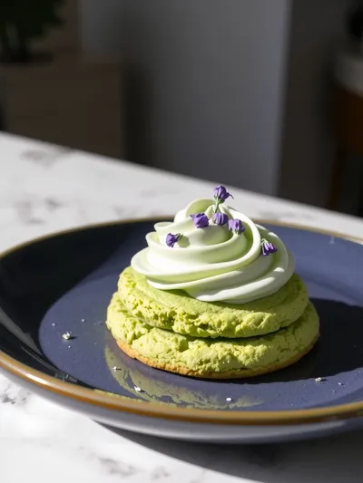 Matcha Sugar Cookies With Lavender Frosting - ready to serve