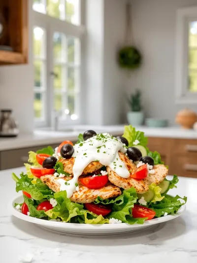 Mediterranean Chicken Salad with Creamy Tzatziki