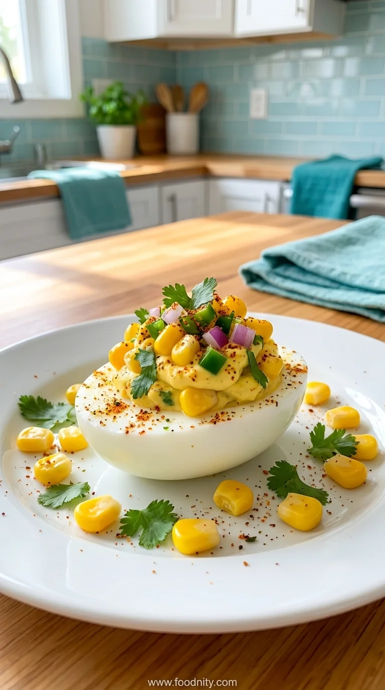Mexican Street Corn Deviled Eggs Recipe - feature image