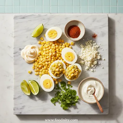 Mexican Street Corn Deviled Eggs Recipe - cooking process