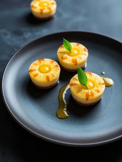 Mini Pineapple Upside-Down Cheesecakes - ready to serve