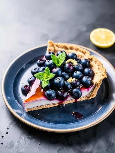 No-Bake Blueberry Chia Seed Pie - ready to serve