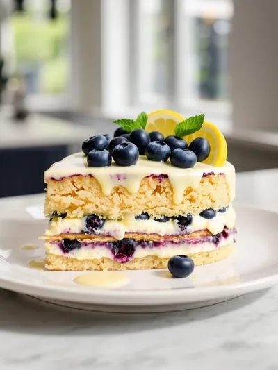 No-Bake Lemon Blueberry Cream Cake - cooking process
